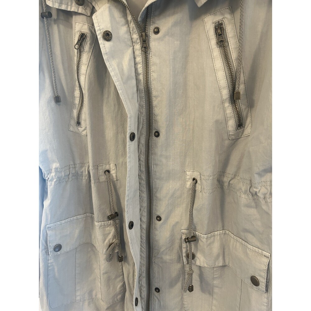 G.H. Bass & Co. Utility Jacket Raincoat Women Large Removable Hood Tan USA - Picture 3 of 13